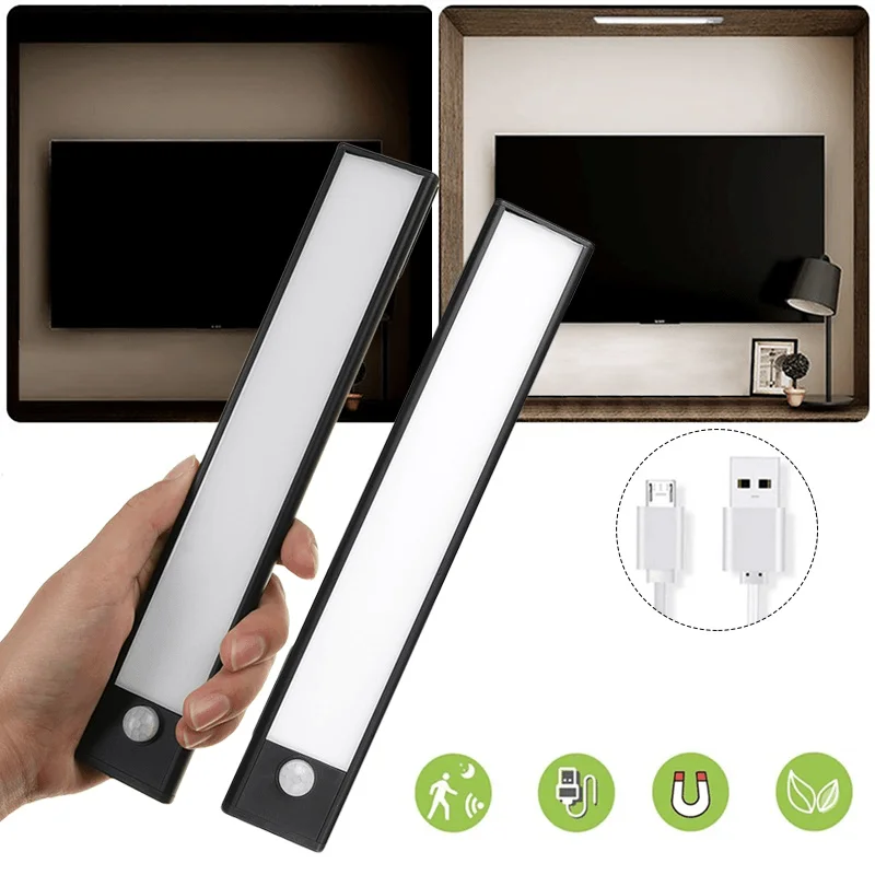 235Mm LED Motion Sensor Battery USB Rechargeable Closet Lamp Cabinet Night Light Home White Light