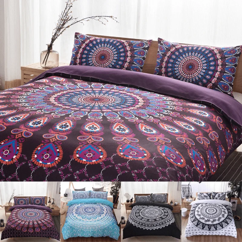 2Pcs/3Pcs 3D Bohemian Style Bedding Sets Comfort Breathable Bedclothes Duvet Cover Pillow Case Size Twin Queen King