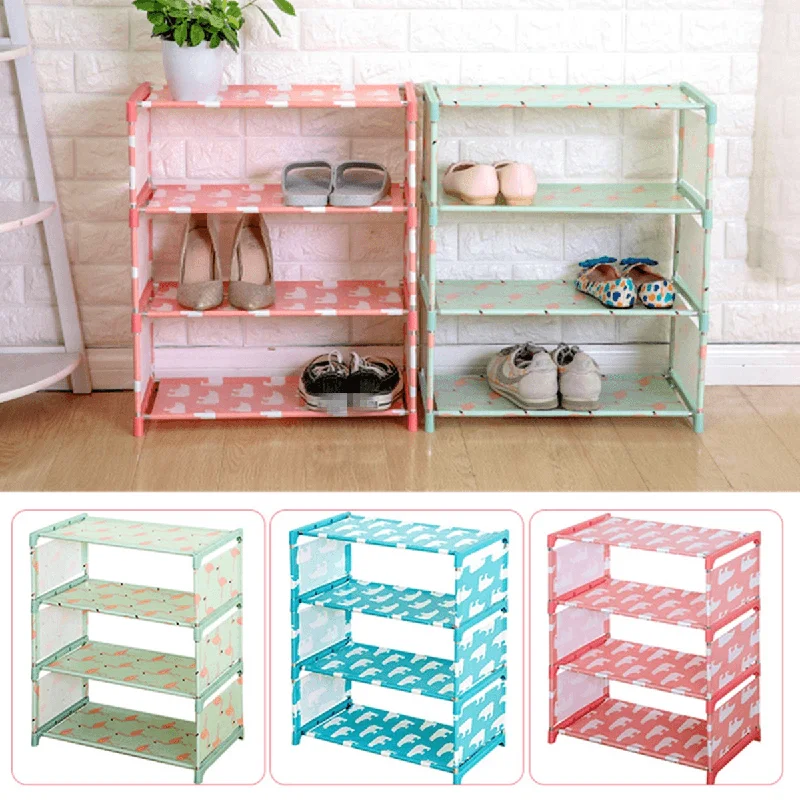 4 Layer Home Shoe Stand Wall Bench Rack Shelf Storage Baskets Closet Organizer Cabinet