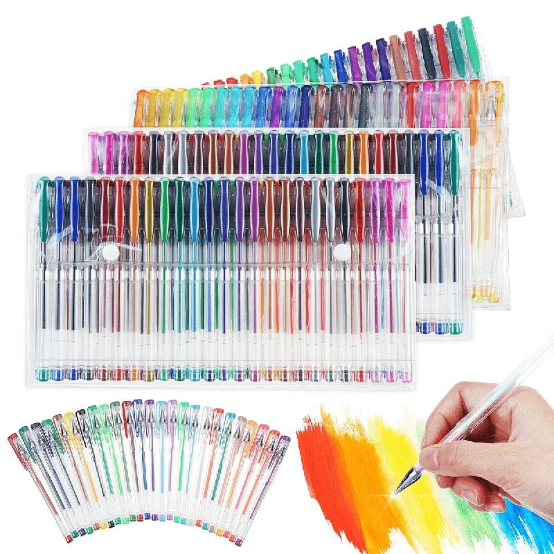 48/100 Colours Set Gel Pens Art Books Markers Glitter Neon Metallic Art Pens