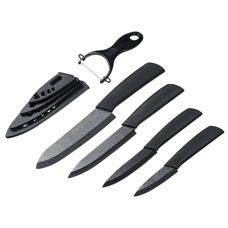 5PCS 3-6 Inch Kitchen Chef Ceramic Knife Set with Cover Blad Fruit Peeler Kitchen Tools Set