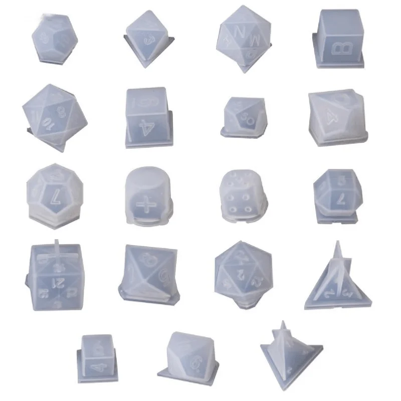 7/19Pcs/Set Dice Fillet Square Triangle Dice Mold Dice Digital Game Silicone Mould