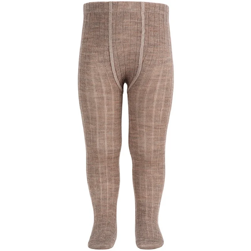 Cóndor Sand Extrafine Merino Wool Rib Tights