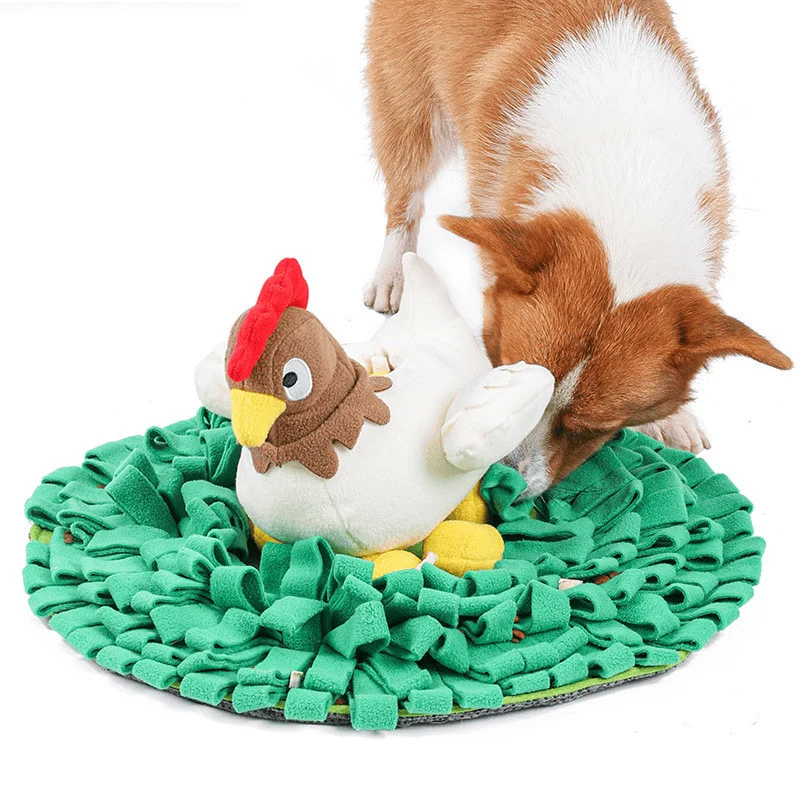 Doglemi Designer Chicken Hatching Eggs Snuffling Mat with Toys Pet Nosework Blanket Set