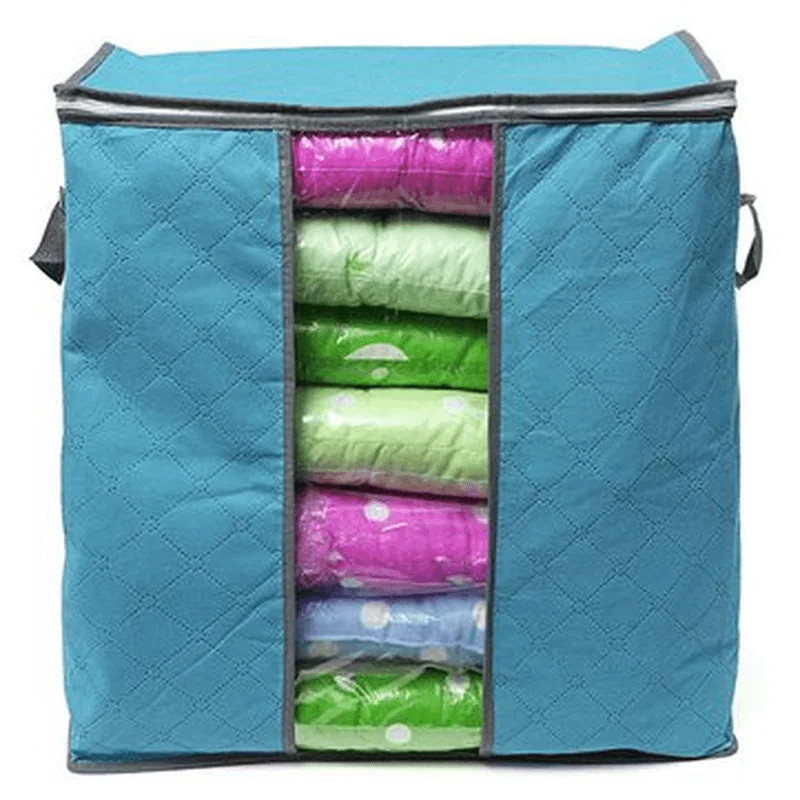 Foldable Clothes Storage Bag Pillow Blanket Quit Closet Organizer Pouch