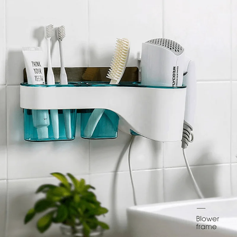 Hair Dryer Holder Storage Box Hands Free Shelf for Bathroom Organizer Storage Rack Bathroom Accessories Set Home