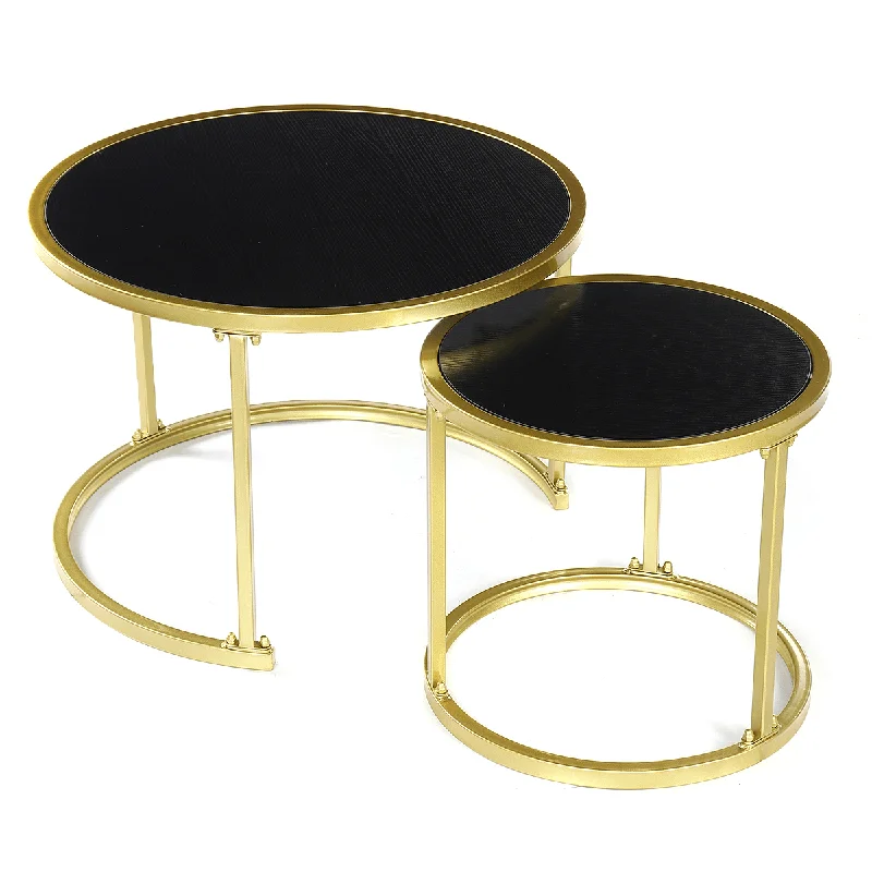 Imitate Marble Nested Coffee Table Set round Metal Frame Side Bedside Table Small Laptop Desk