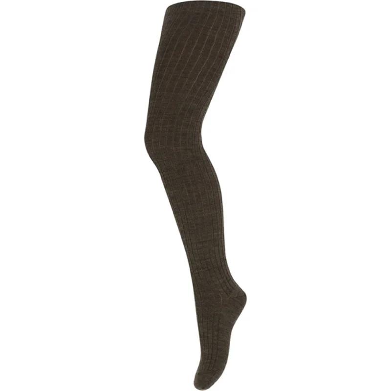 MP 128 Wool Rib Tights Brown Melange