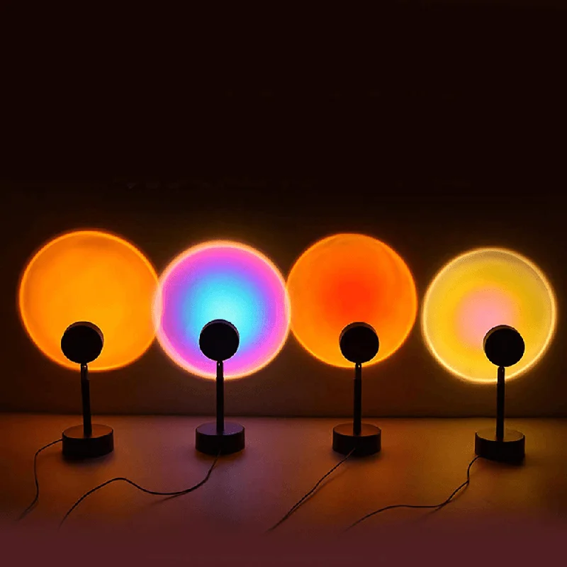 Sunset Lamp Projector LED Rainbow Atmosphere Table Projection Lamp Night Light for Home Bedroom Coffee Shop Wall Decoration