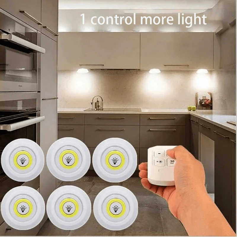 Super Bright COB under Cabinet Light LED Wireless Remote Control Dimmable Wardrobe Night Lamp Home Bedroom Closet Kitchen