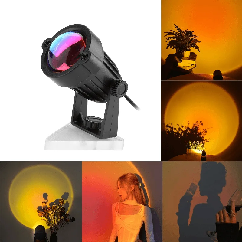 USB Sunset Projection Lamp Decoration Floor Bedroom Atmospheres Light Rainbow Projection Lamp