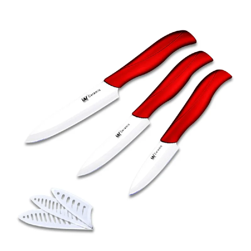 XYJ 3PCS Ceramic Knife Set 3" 4" 5" Kitchen Knife Set Vegetable Cutter Slicing Knife Utility Knife Paring Knife