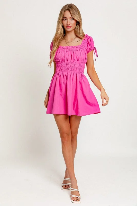 Off Shoulder Ruffle Detail Mini Dress