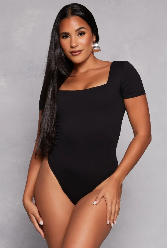 Basic Square Neck Short Sleeve Bodysuit