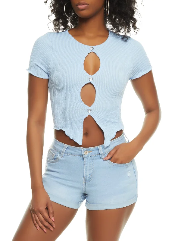 Cut Out Short Sleeve Crop Top