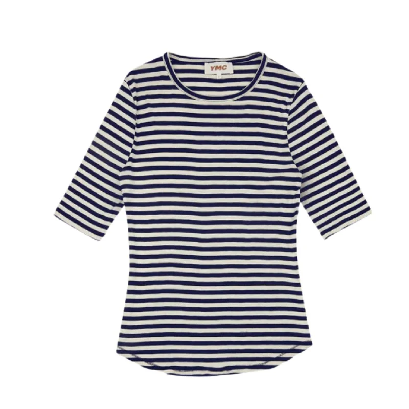 Charlotte Short Sleeve Top (Navy + White)