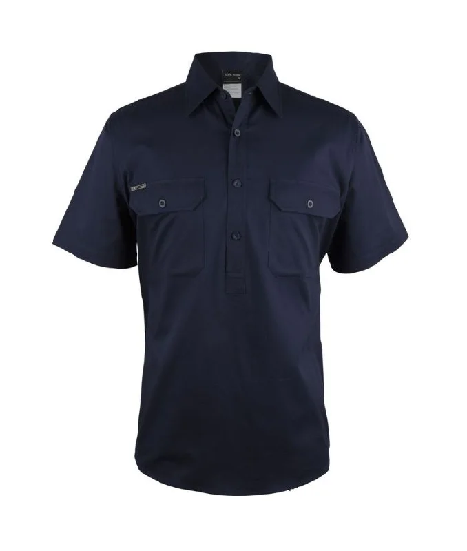 Closed Front Drill Short Sleeve Shirt