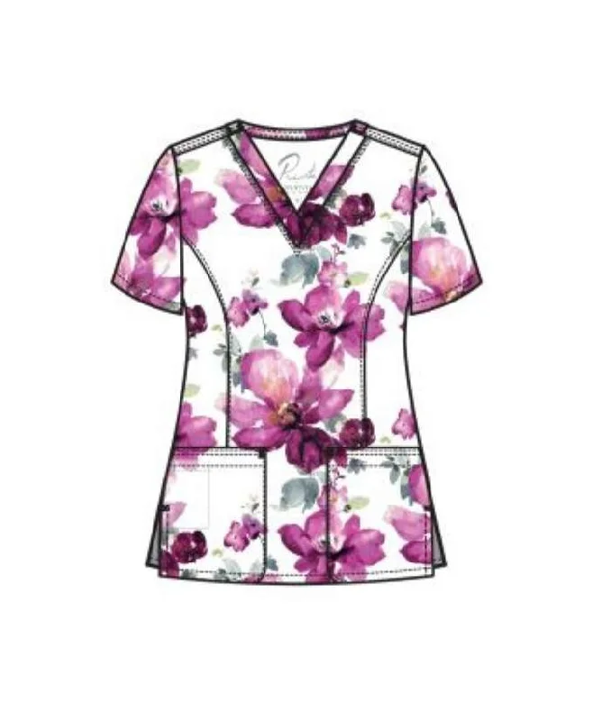 Women's Printed, V-Neck Scrub Top