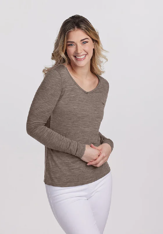 Layla V Neck Top - Simply Taupe