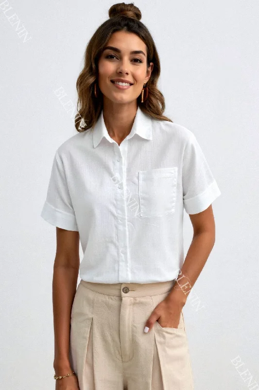 Old Money Short Sleeve Solid Button Front Shirt