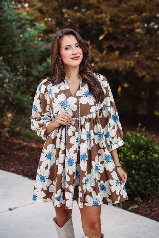 Petal Perfection Brown Floral Dress