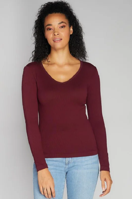 Seamless Rib V-Neck Top