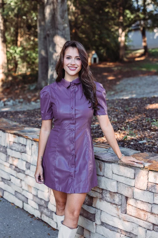 Stealing Midnight Purple Leather Dress