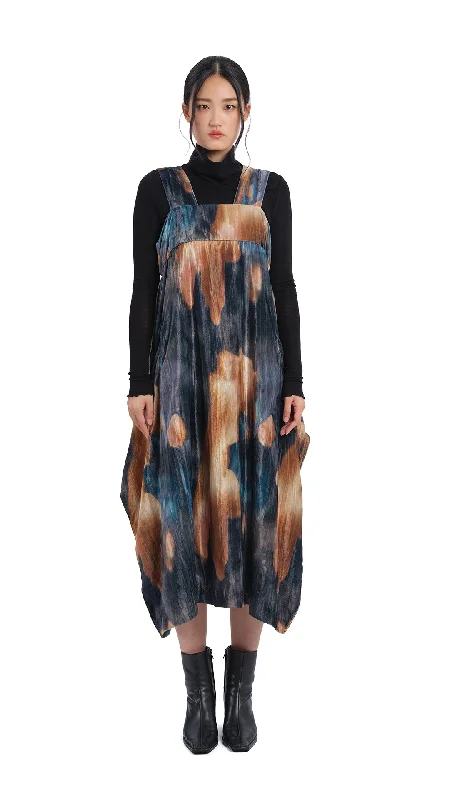 Watercolour Graphic Velour Printed Dress