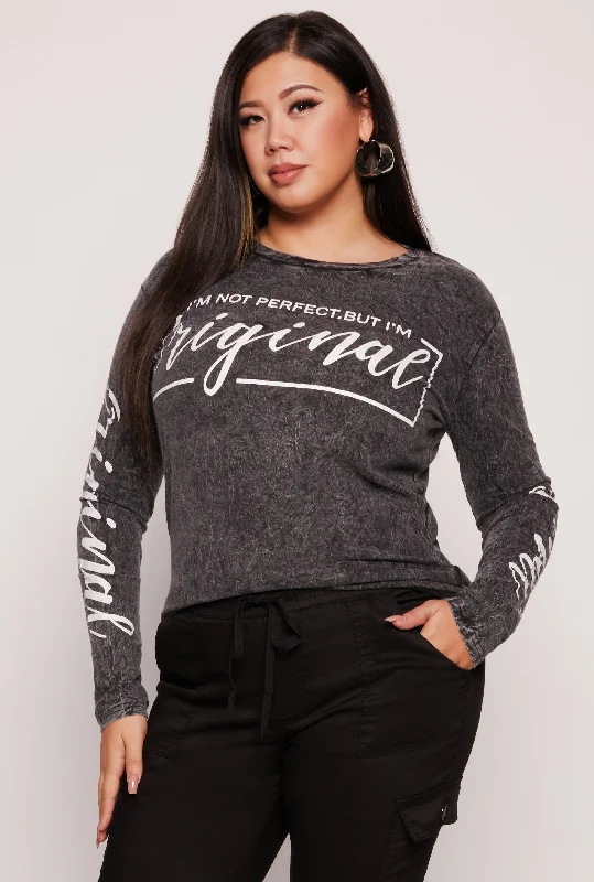 Plus Size Im Not Perfect But Im Original Long Sleeve Top