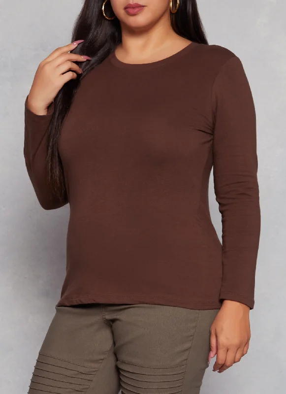 Plus Size Ambiance Long Sleeve Basic T Shirt