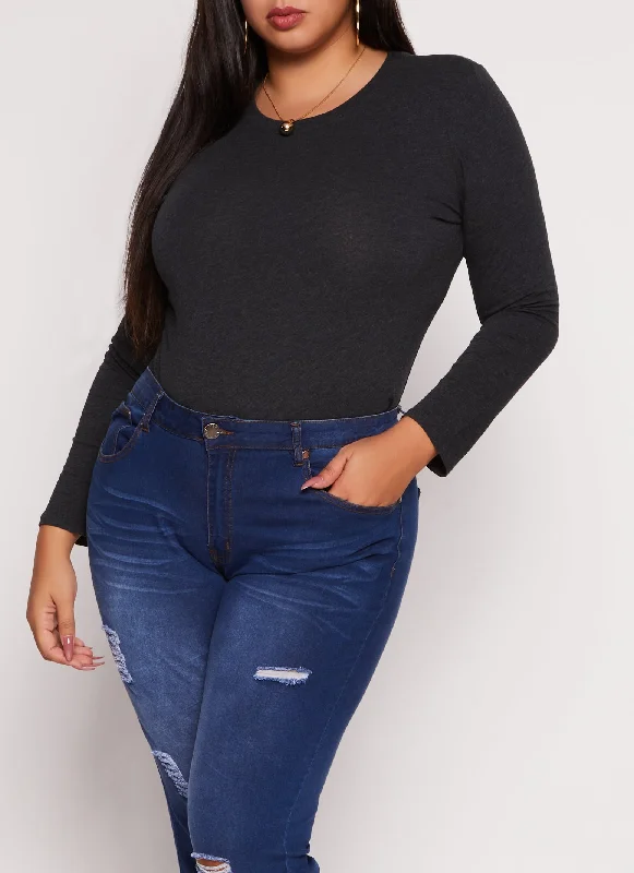 Plus Size Ambiance Long Sleeve Basic T Shirt