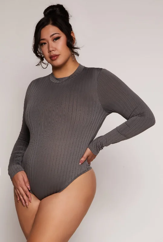 Plus Size Daisy Long Sleeve Mock Neck Bodysuit