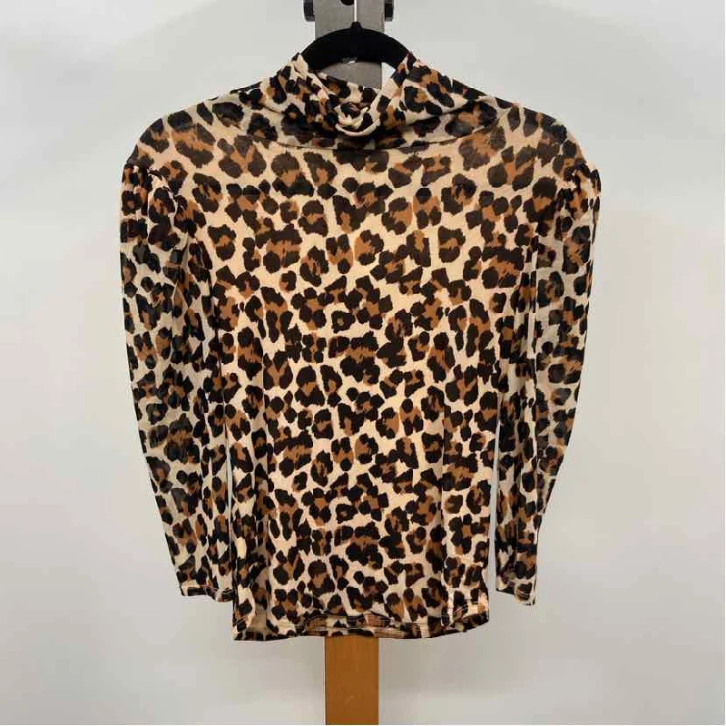 Free People Women's Size M Brown Animal Print Long Sleeve Shirt