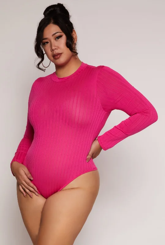 Plus Size Daisy Long Sleeve Mock Neck Bodysuit