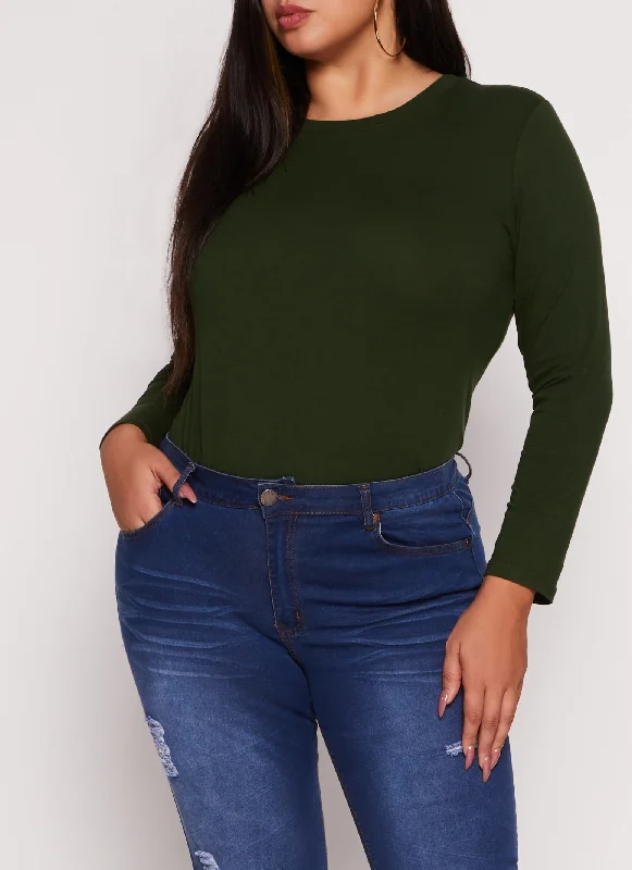 Plus Size Ambiance Long Sleeve Basic T Shirt