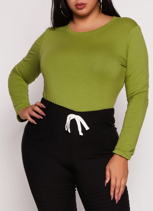 Plus Size Ambiance Long Sleeve Basic T Shirt