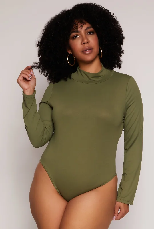 Plus Size Mock Neck Long Sleeve Bodysuit