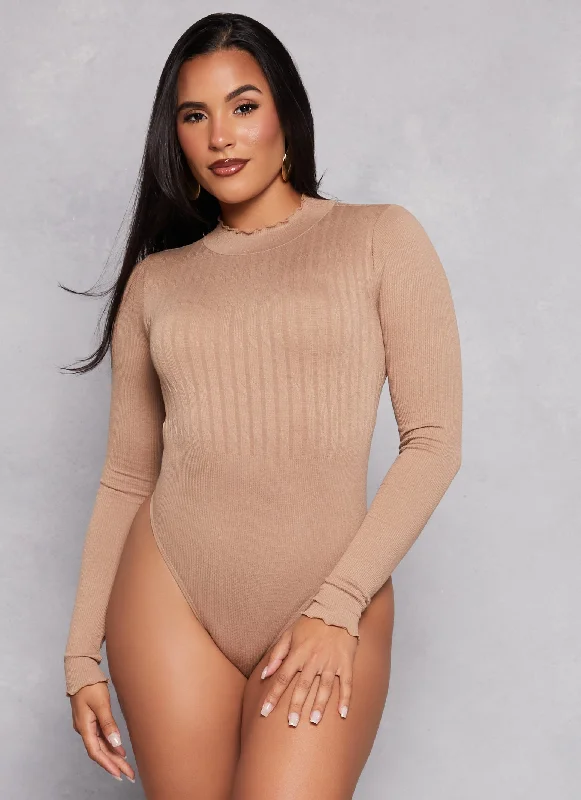 Seamless Mock Neck Long Sleeve Bodysuit