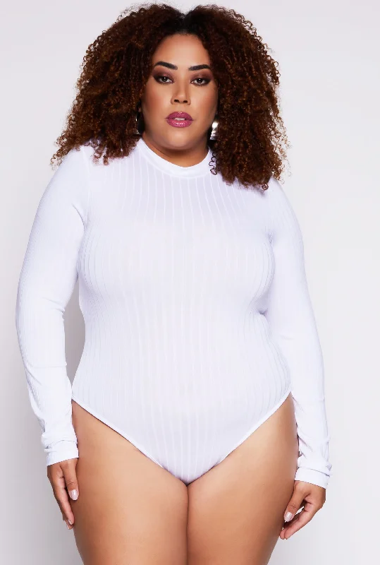 Plus Size Daisy Long Sleeve Mock Neck Bodysuit