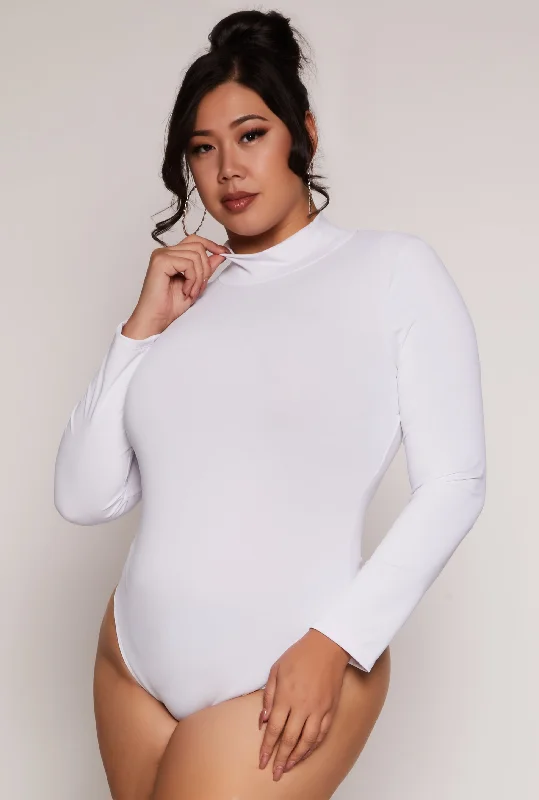 Plus Size Mock Neck Long Sleeve Bodysuit