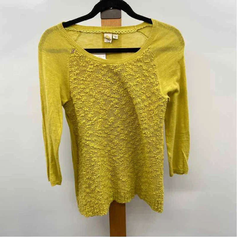 Yellow bird Women's Size S Yellow Nubby Long Sleeve Shirt