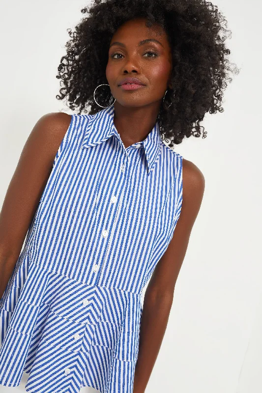 Blue Striped Sleeveless Ashlen Blouse