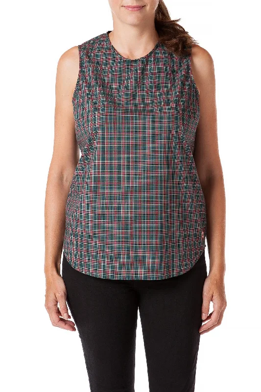 Sleeveless Top Festive Plaid