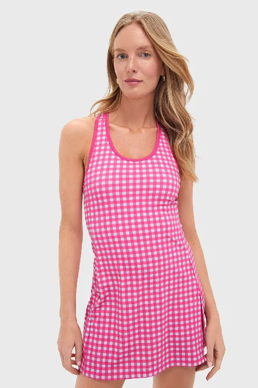 Gingham Sleeveless Dry Wick Tennis Dress