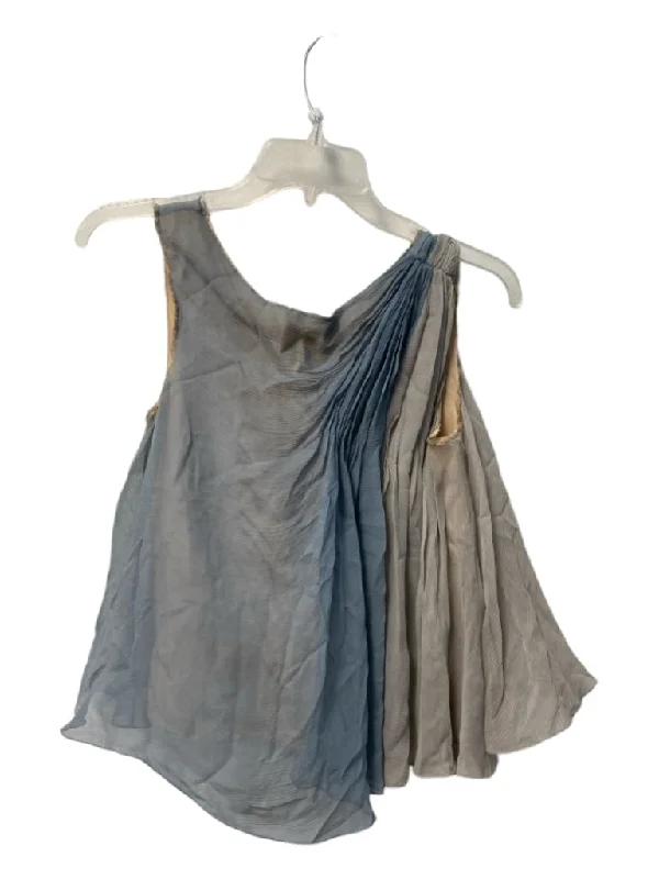 Jason Wu Size Est Small Baby Blue No Fabric Tag Sleeveless Back Zip Pintucks Top