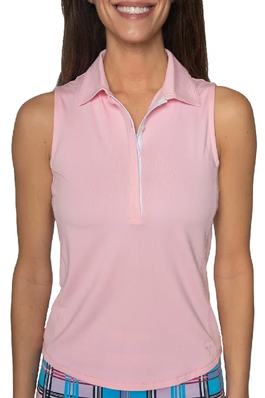 Light Pink Sleeveless Contrast Fabulous Polo