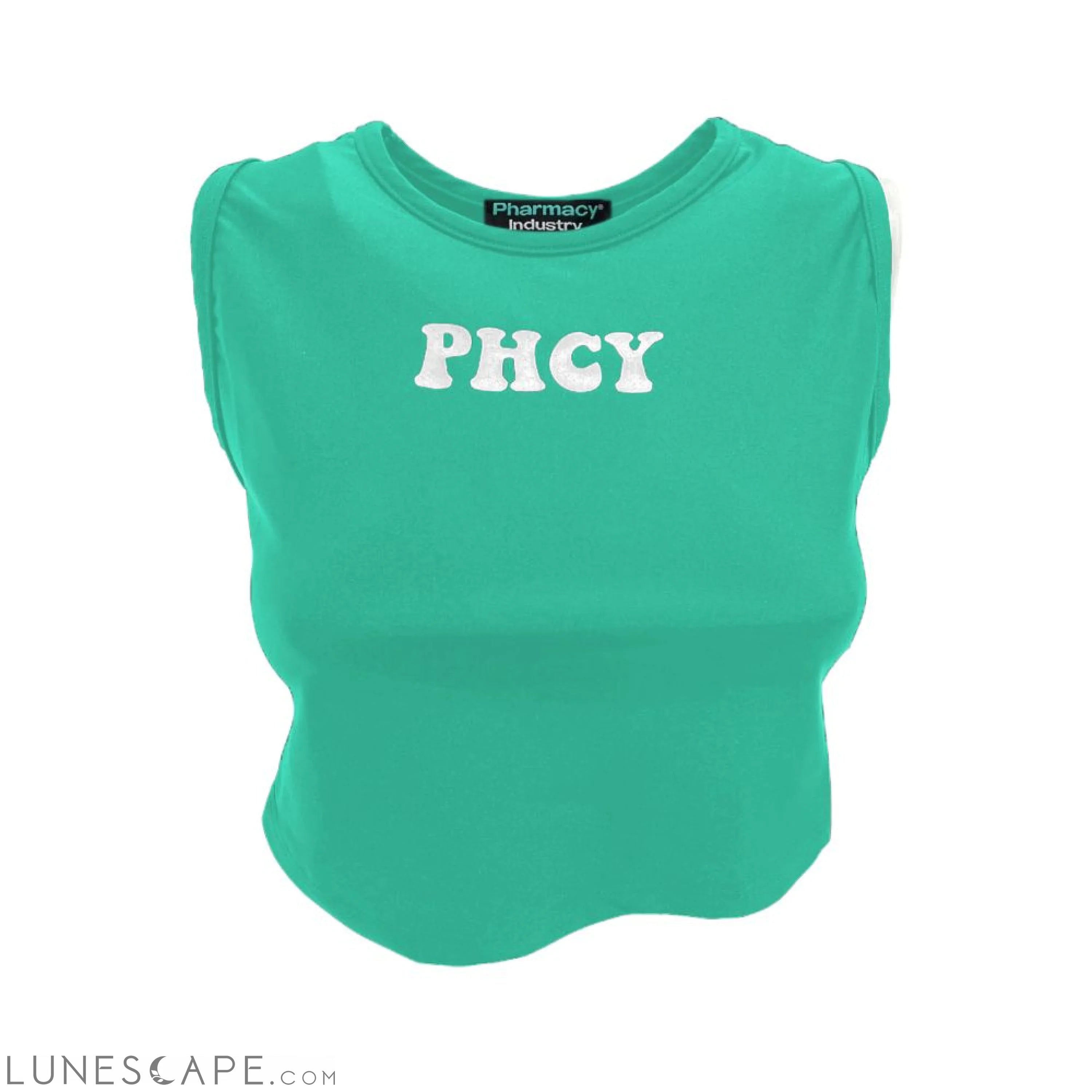 Pharmacy Industry Sleeveless Lycra Logo Print Top – Emerald Green