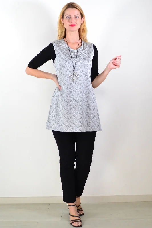 Silver Rose Sleeveless Tunic Top