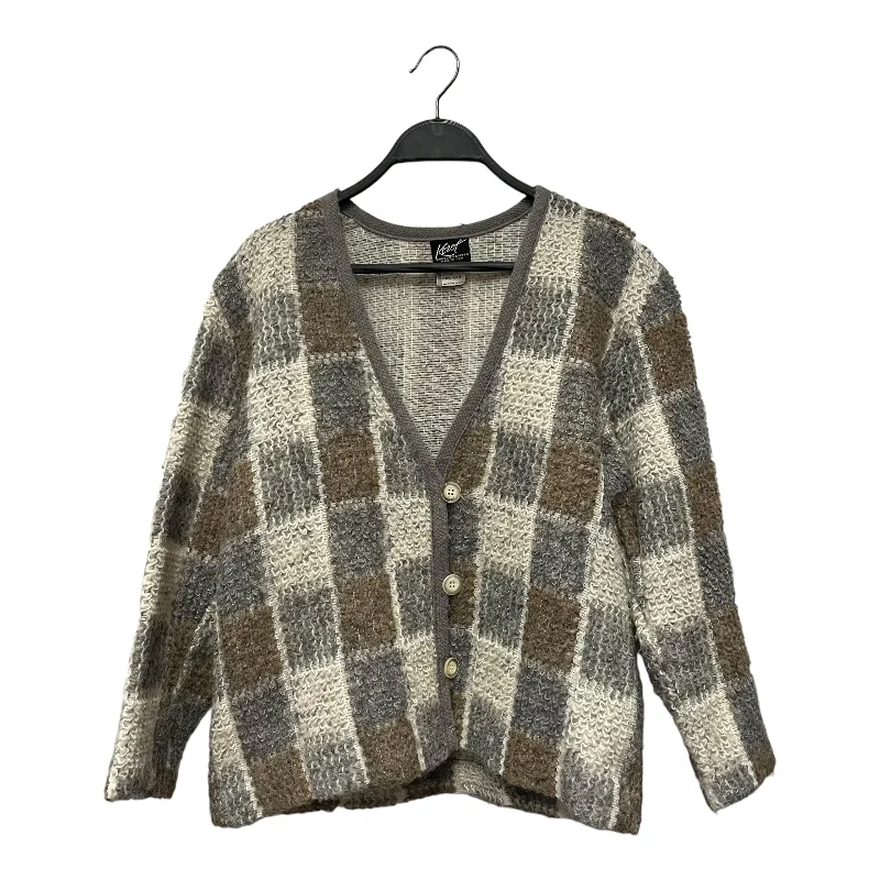 Vintage/Cardigan/S/Plaid/Mohair/GRY/