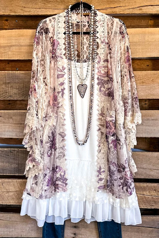 AHB EXCLUSIVE: Long Awaited Lace Cardigan - Beige/Rose